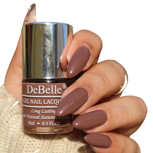Debelle Gel Nail Polish Woody Chocolate (Light Chocolate Brown Nail Paint)|Non Uv – Glossy Finish |Chip Resistant | Seaweed Enriched Formula| Long Lasting|Cruelty And Toxic Free| 8Ml