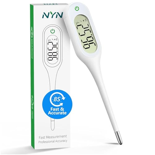 Fast 8 Seconds Digital Thermometer for Adults, Kids and Babies | Oral, Rectal, Underarm Thermometer with Fever Alarm, Memory & Large Display | Accurate and Reliable | Clinic & Home Use