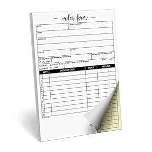 321Done Order Form Pad, 5.5×8.5 Portrait 2-Part Carbonless, Made in USA, Carbon Copy Purchase Sales Receipt Book Cute…