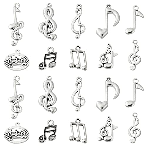 DanLingJewelry 100 Stück 10 Stile Musiknoten-Charms Musiksymbol Vintage Elegant Chic Instrument Charms für Handwerk Schmuckherstellung Finden DIY