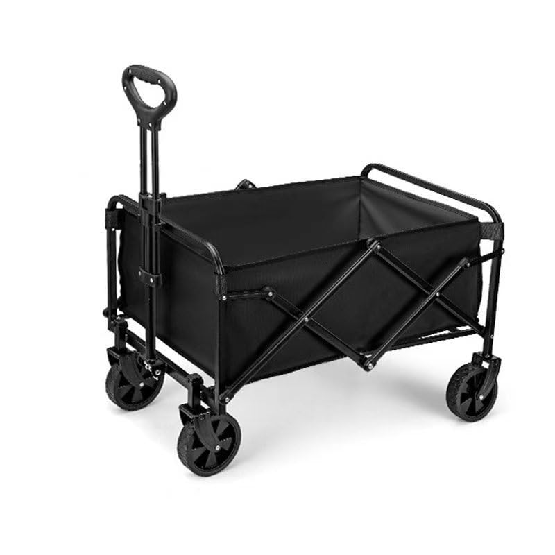 collapsible wagon with wheels, 220 lbs wagons carts foldable wagon cart with flexible handle, lightweight portable folding utility grocery shopping cart for grocery sports garden camping