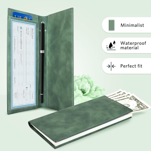 Image of CoBak Checkbook Cover for Women & Men - PU Leather Case with RFID Blocking | Classic Design Check Book Holder for Personal and Business