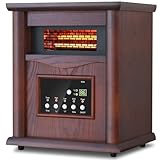LifePlus Electric Infrared Space Heaters for Indoor Room Use, 1500W Box Space Heater with Wood Frame, Remote Control and Timer, Multiple Security Protections, Nice for Living Room Home Office