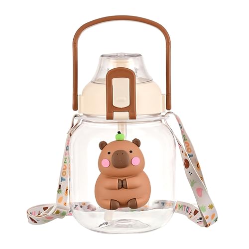 Neptuiby Botella de Agua, Botella de Agua, Kawaii Cute para niñas Taza portátil de Gran Capacidad de 1050 ml con Correa Ajustable, Blanco Deportivo.
