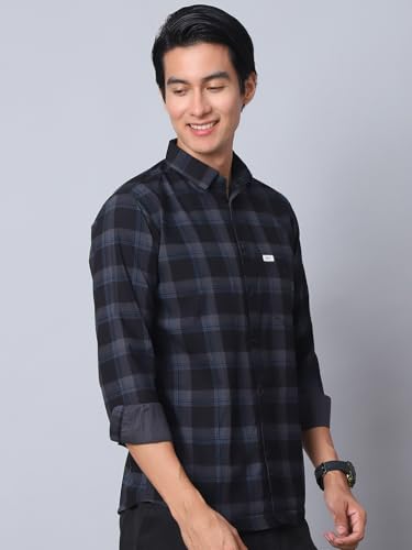 Image of Majestic Man Men Comfort Slim Fit Checked Cotton Casual Shirt