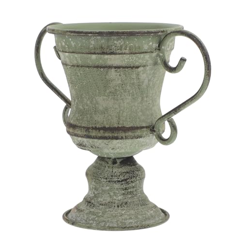 VICASKY Vintage Blumentopf aus Eisen mit Griffen Rustikaler Pflanztopf für Balkon und Garten Dekorativer Outdoor Blumentopf Langlebiger Übertopf im Eleganten Retro-Design