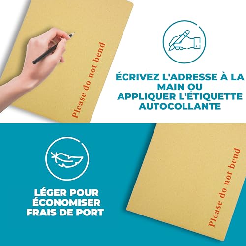 Double Dragon 20er-Pack A4 C4 Manilla Umschläge mit Hartpapier-Rückwand | 324mm x 229mm | Mit Aufdruck \Bitte Nicht Biegen\ | Gepolstert & Manipulationssicher | Selbstklebender Verschluss