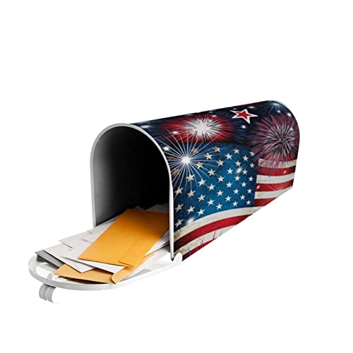 Image of Miaoquhe 4th of July American Flag Mailbox Cover Magnetic Standard Size 18x21 Inch Patriotic Multicolor Post Wraps Letter Box Cover for Home Garden Yard Decor