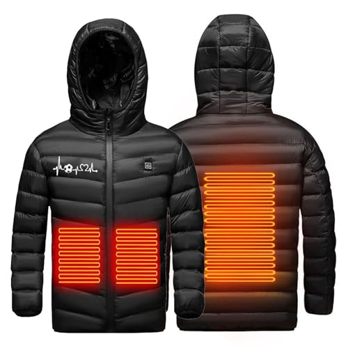 Kids Heated Jacket Boys Girls Hood Jackets USB Heated Coat 3 Heating Zones Body Warmer 3 Adjustable Temperature Jacket