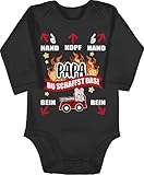 Shirtracer Feuerwehr Geschenke Baby - Papa du schaffst das - Feuerwehr - weiß - 3/6 Monate - Schwarz - Feuerwehr Body du wirst Papa - BZ30 - Baby Body Langarm
