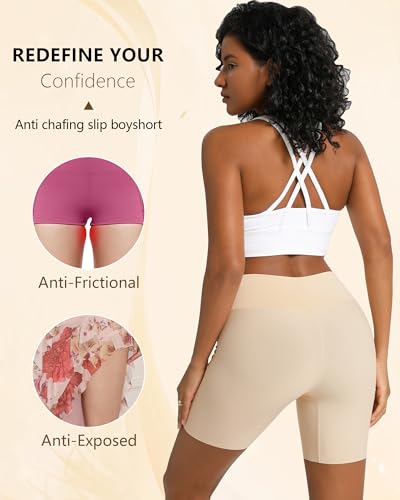 Slip Shorts for Under Dresses Women, Cooling Anti Chafing High Waisted Seamless Smooth Boyshorts Underwear Panties4