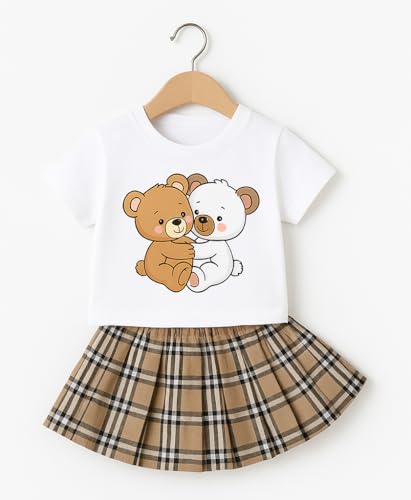 Image of Bold N Elegant Girls Cotton Cute Girly Vibes Cartoon Printed Short Sleeve T-Shirt Top & Shorts Summer Casual Clothing Set
