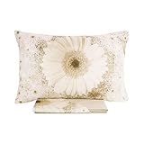 Bettwäsche-Set für Doppelbett über dem Kissenbezug mit Druck (Doppelbett, Beige (Margarita))