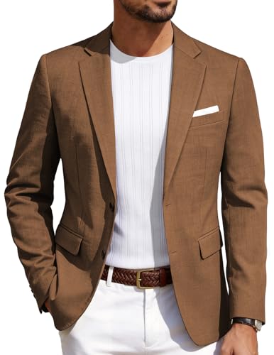 PJ PAUL JONES Men's Sports Coat Classic Solid Blazer Lightweight Slim Fit Sportcoat Brown