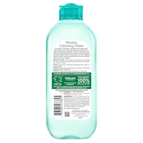 Garnier Micellar Water with Hyaluronic Acid, Facial Cleanser & Makeup Remover, Hydrating and Plumping, For All Skin Types, Vegan, Cruelty Free, 13.5 Fl Oz (400mL), 1 Count - image 7