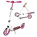 Simate BigWheel, monopattino pieghevole da 200 mm, altezza regolabile, per ragazze, ragazzi, adulti, colore: rosa/bianco