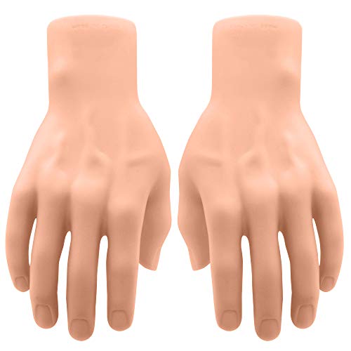 Image of JOYIN 2 Spooky Halloween Decoration Realistic Hands Props Stage Hands for Photo Booth, Trick or Treat Decorations, Halloween Costume Props, Haunted House Decor Beige