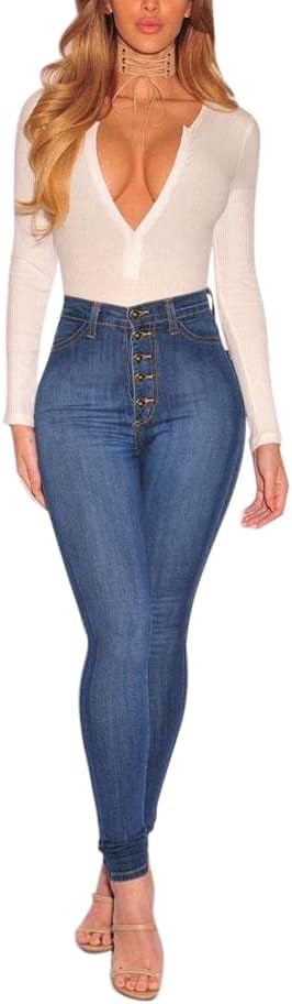 KDF Women's High Waisted Jeans for Women Distressed Ripped Jeans Slim Fit Butt Lifting Skinny Stretch Jeans Denim Pants - Image 6