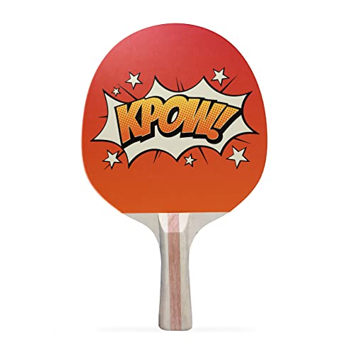 TigerTail Sports KPOW Colorful Design Ping Pong Paddle, Premium 5 Ply Table Tennis Racket (Black on Back)