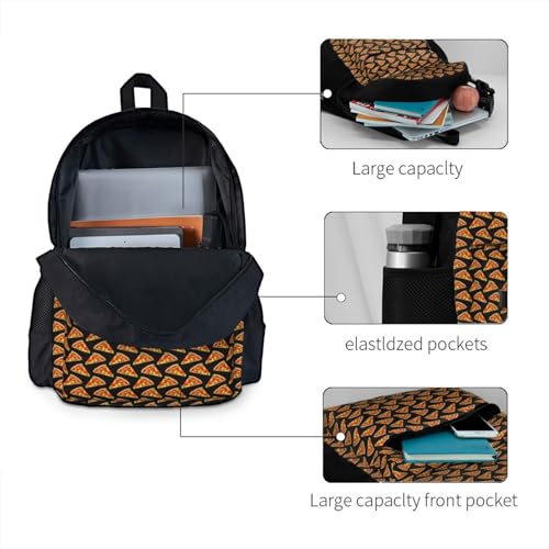 Sac à dos de grande capacité avec imprimé pizza original et fun - 4