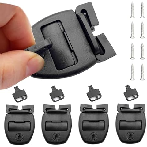 4 Sets Spa Hot Tub Cover Clips Latch Replacement Kit,Hot Tub Cover Broken Latch Repair Kit,Replace Latches Clip Lock with Keys and Hardwares,Hardware Accessories for Spa Cover Straps (Black) Cover