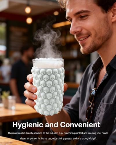 Molde de Silicona para Cubos de Hielo Calavera 3D Blanco miniatura 6