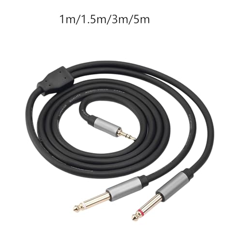 Cable auxiliar estéreo premium 3.5mm a doble 6.35mm miniatura 3