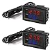UMLIFE 2PCS Temperature Controller -50 to 110 Celsius (-58 to 230 F) DC 12V Programmable Heating/Cooling Thermostat Control Switch Module NTC Waterproof Sensor Probe Dual Color LED Display Monitor