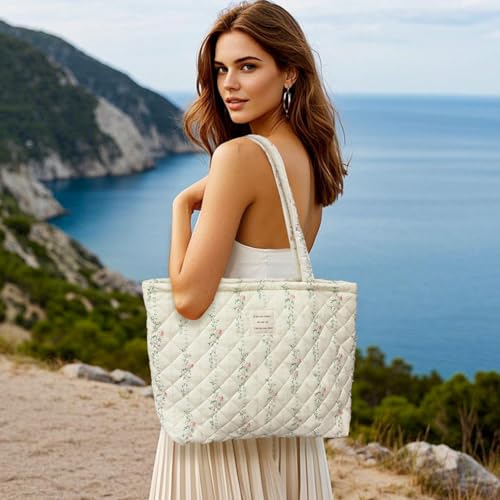 Image of Sunwel Fashion Top Zipper Floral Quilted Bag Small Tote Bag for Women
