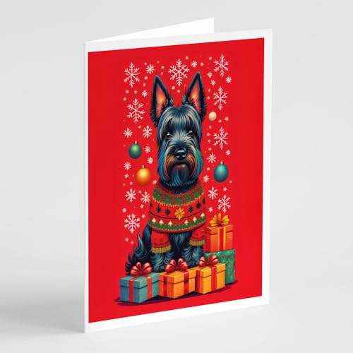 Caroline's Treasures DAC3156GCA7P Scottish Terrier Holiday Christmas Greeting Cards Pack of 8 Blank Cards with Envelopes Whimsical A7 Size 5x7 Blank Note Cards