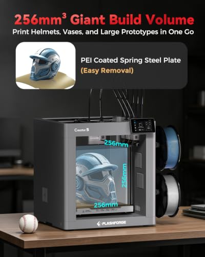 Image of FLASHFORGE Creator 5 Multi-Color 3D Printer, 4 Independent Extruders, Zero-Waste Material Switching, Group Control, 600mm /s High Speed, Multi-Color TPU Printing, 256mm Build Volume