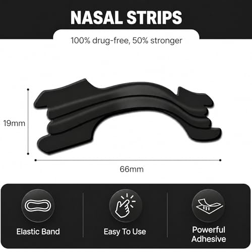 Image of Nose Strips for Breathing by Massner, Large Black Breath Strips for Sleeping, Snoring Support, Stuffy Nose and Congestion Relief - Better Night Airflow, 100 Nasal Strip