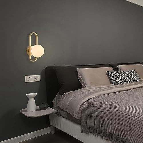 Aplique de pared dorado diseño globo medieval para cabecera de dormitorio elegante 2