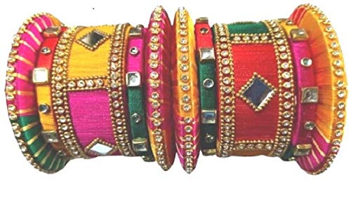 Buy Diva Creation Silk Thread Multi Color Bangles Set (2.4) Online at Low  Prices in India | Amazon Jewellery Store - Amazon.in