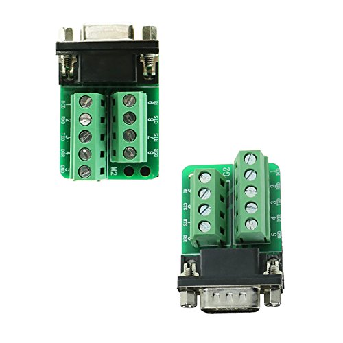 Image of Twinklebay DB9 Breakout Connector RS232 Serial 9 Pin Connector Db9 Terminal (Male x 1, Female x 1)