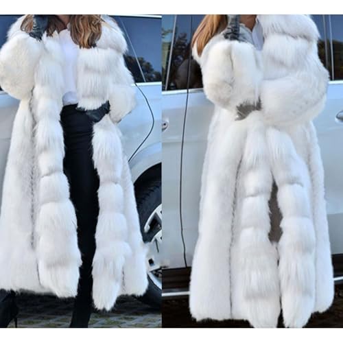 JEShifangjiusu Women Loose Thicken Warm Long Outwear Long Sleeve Fluffy Fleece Hooded Coats Faux Fur Oversized Cardigan 13