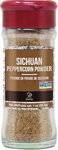Soeos Sichuan Peppercorn Powder 1oz (28.3g), Non-GMO Verified, Szechuan Peppercorn, Ground Sichuan Green Peppercorns, Green Sichuan paper Powder, Mapo Tofu Essential Ingredient