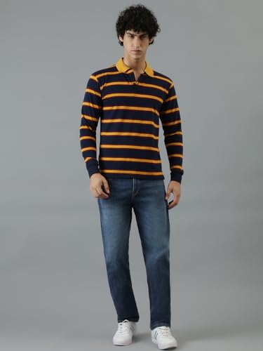 Image of KOTTY Men's Slim Fit Mid Rise Dark Blue Jeans