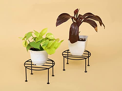 Image of Kundi Flower Pot Stand | Gamla Stand | Plant Stand for Balcony | Pot Stand for Indoor Plants | Planter Stand | Flower Stand for Balcony | Plant Stands for Indoor Living Room (Pack of 4) Black