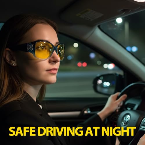 Myiaur Night Vision Driving Glasses for Women, Polarized Yellow Lens Nighttime Glasses for Glare Reduction2