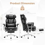 Sweetcrispy Executive Home Office Desk Chair - Ergonomic Big Tall High Back with Footrest & Lumbar Support, Reclining Height Adjustable, Comfy PU Leather Computer Gaming with Swivel Wheels, Black - Image 2