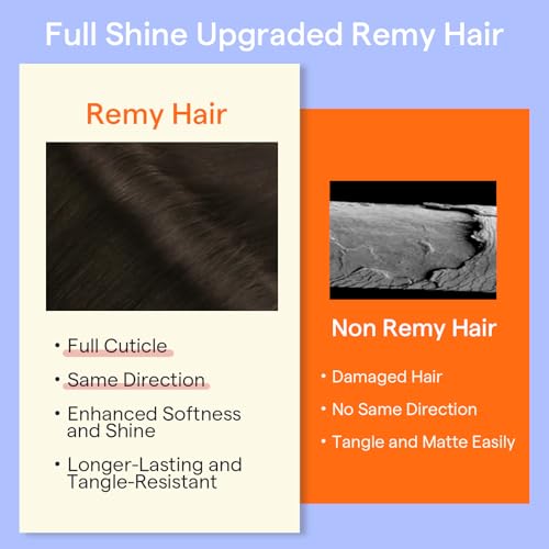 Image of Full Shine 26 Inch Dark Brown Clip in Human Hair Extensions | Soft Straight Brown Remy Human Hair Clip in Extensions for Long Hair, 7 Pcs 150g