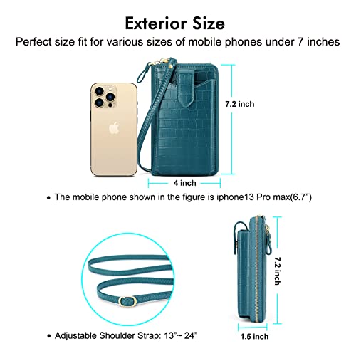 Image of Peacocktion RFID Crossbody Wallet Purse for Women Small Travel Cell Phone Purses Trendy Vegan Leather Bags with Card Slots