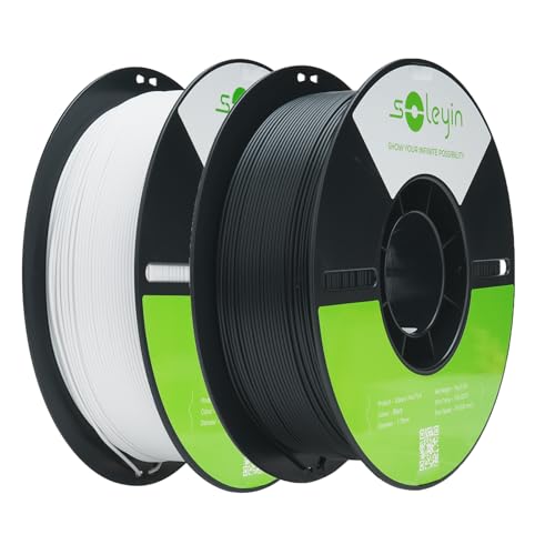 Image of Cregrant3D Soleyin Filament 1.75mm Ultra PLA Filament for 3D Printing High Speed 30-300mm /s Accuracy + /- 0.02mm, (2.2lbs), Fit Most FDM 3D Printer, Soleyin by Creality Filament Black and White