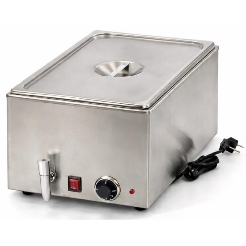 Bain-Marie Électrique GN 1/1 avec Robinet de Vidange - 1200W- Thermostat Réglable - INOX...