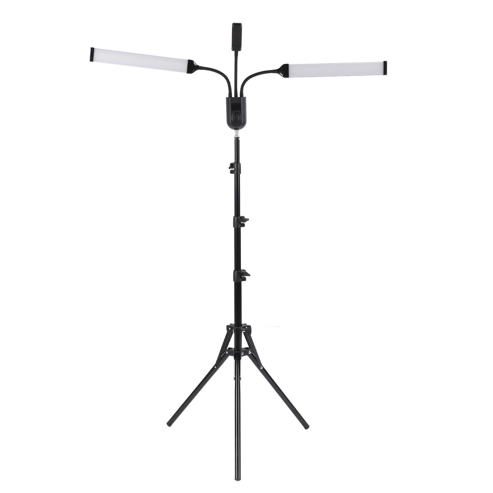 Lampe de Studio LED à Double Bras, avec Trépied et Support de Téléphone, pour Maquillage, Extension de Cils, Diffusion en Direct (Prise USB)