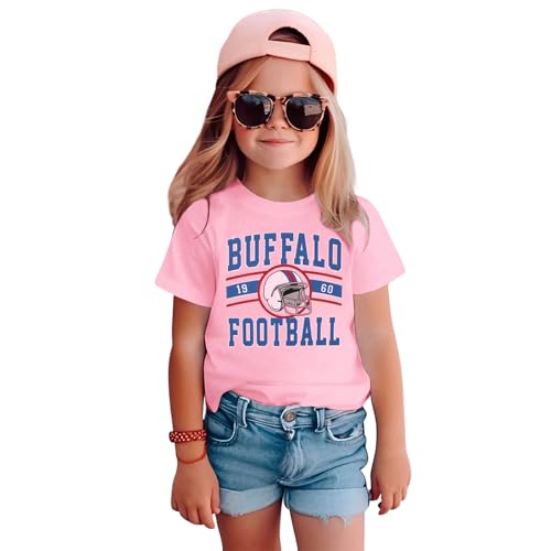 GLIGLITTR Football Shirt for Toddler Boy Girl American Football Tshirt Team Sports Fans Lover Tshirt Kids Game Day Outfits(Pink 3-4T)