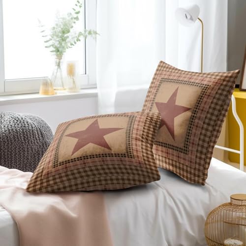 Imiss Western Texas Star Pillow Covers 18x18 Inch Vintage Primitive Star Home Decor Pillowcase Cushion Case for Home Couch Bedroom,Set of 2 by Imiss - Used condition - Image 6
