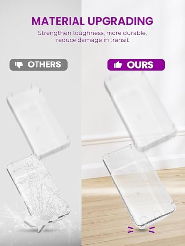 Image of Clear Plastic Drawer Organizers Set, 4-Size Versatile Bathroom and Vanity Drawer Organizer Trays, Storage Bins for Makeup, Bedroom, Kitchen Gadgets Utensils and Office (9 PC NEW SET)
