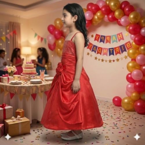 Image of SOFYANA Satin Formal Special Occasion Dress for A Young Girl Dressy Children's Wear Frock